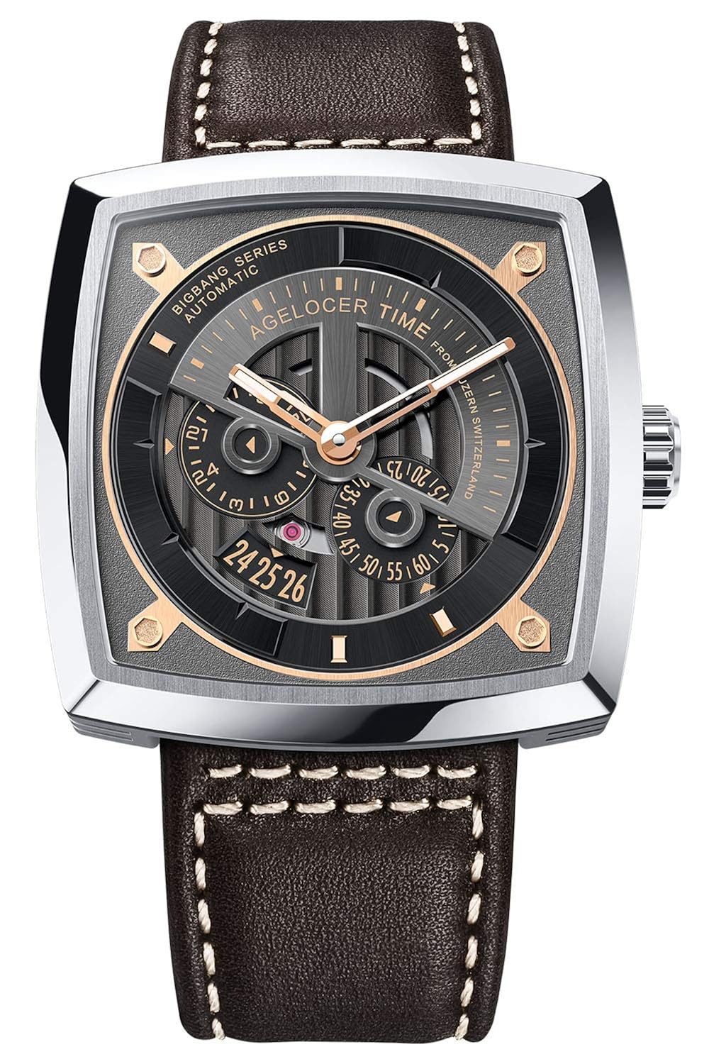 agelocer 艾戈勒 瑞士品牌 原装进口 手表男 方形 男表男士手表皮带